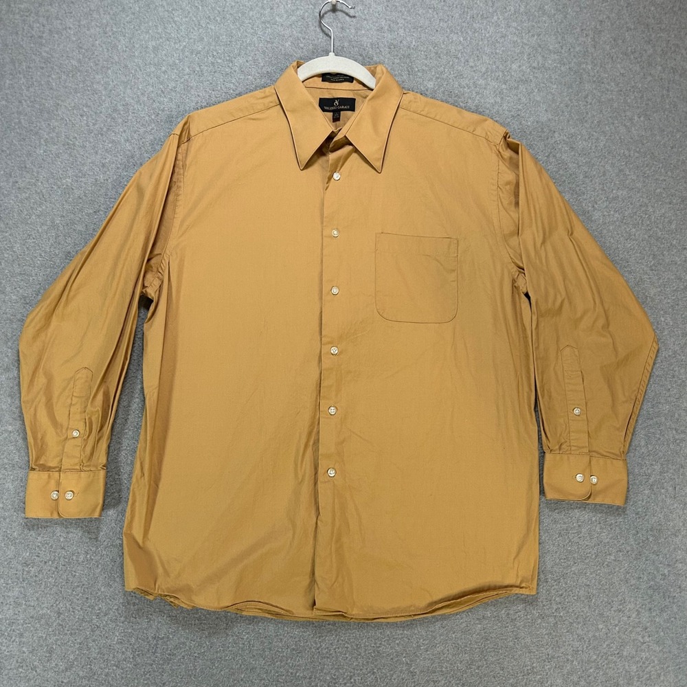 Valerio Garati Button Down Shirt Mens L Mustard Tan Minimalist Business Casual